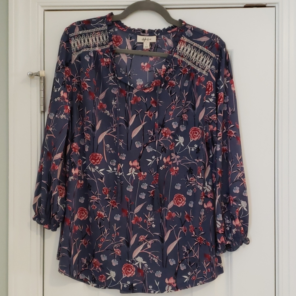 Blue floral blouse